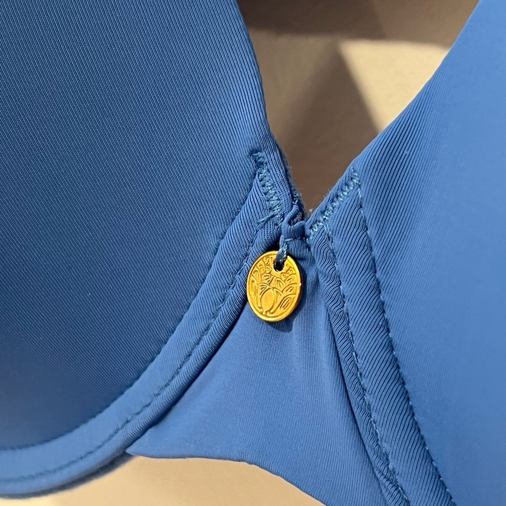 Natori Pure Luxe Plunge T-Shirt Blue Bra 34D ($74) - Picture 4 of 6